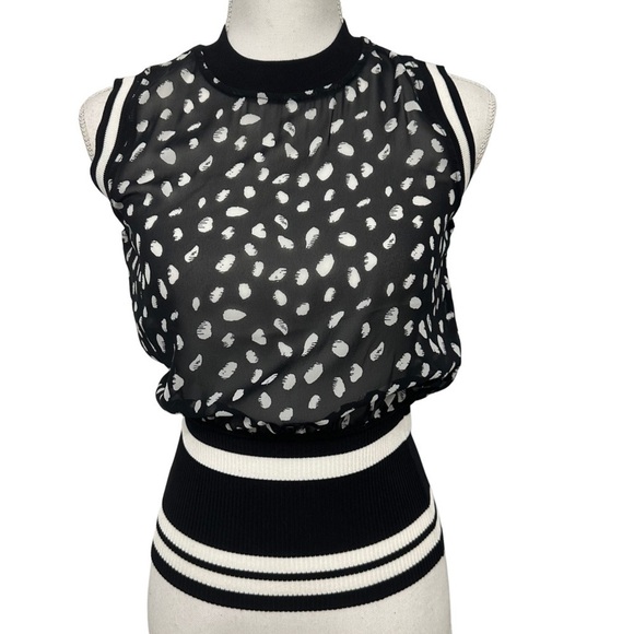 Bar III Sheer Dot-Print Tank Sweater Black/White Size XS NEW WITHOUT TAGS - Picture 1 of 8